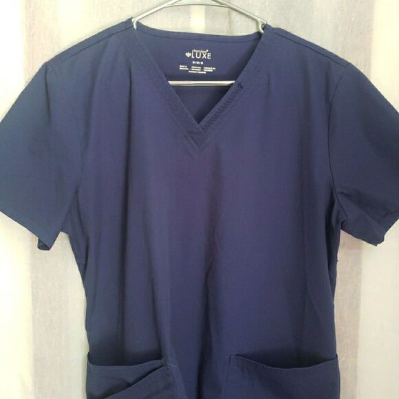 Cherokee Luxe Scrub Top Navy Scrubs Medical Vet Dental Womens Size M - Picture 3 of 6